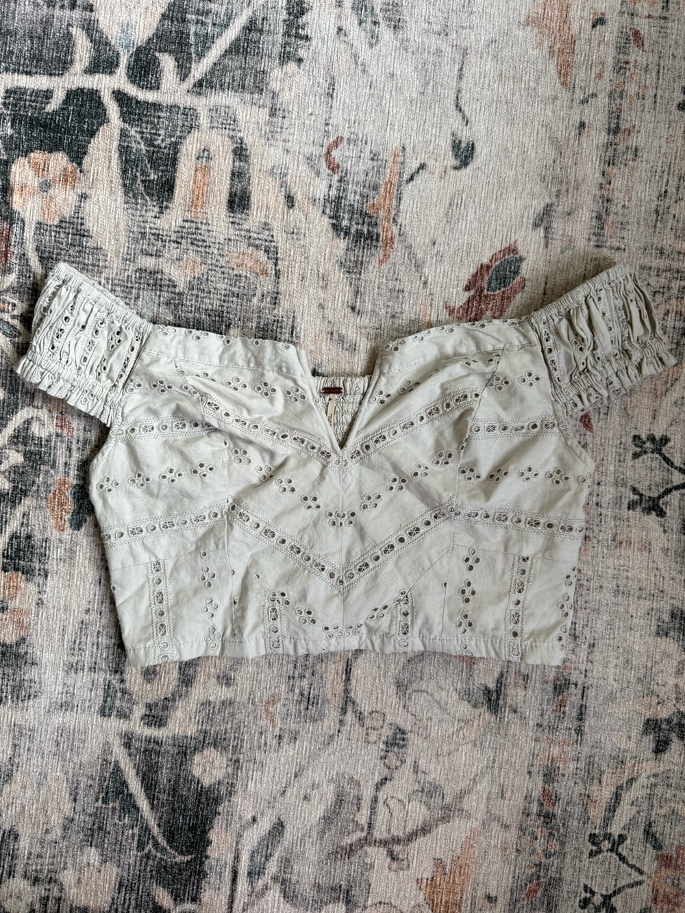 Free People Eyelet Off-Shoulder Crop Top